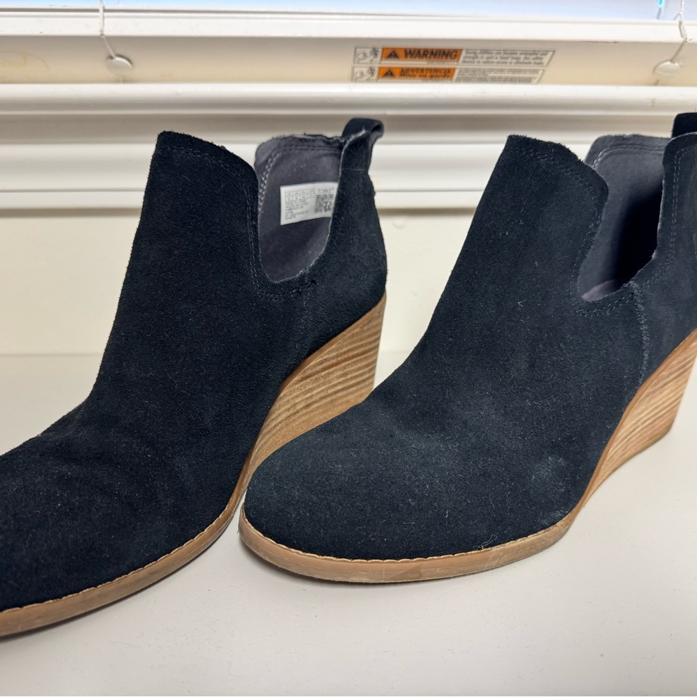 Toms Black Suede Wedge Shoes